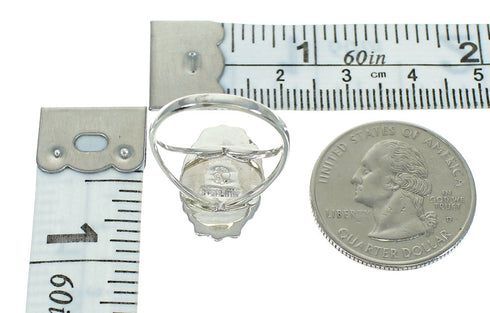 Silver Southwest Lapis Inlay Ring Size 7-1/4 AX88152